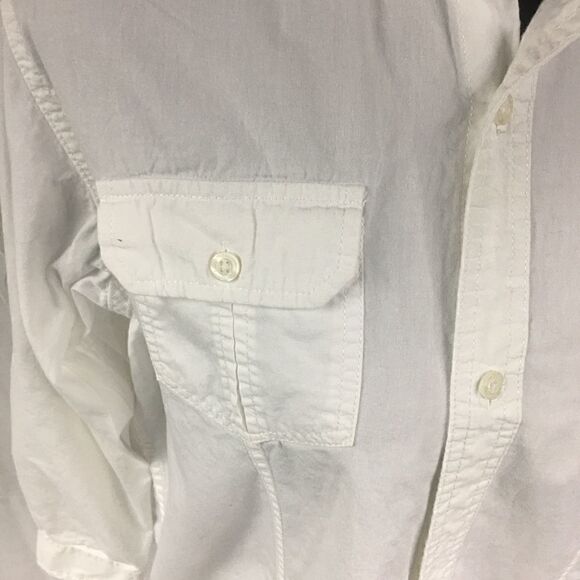 PD&C white button front blouse X Large long sleeved button pockets uniform type - Picture 2 of 5